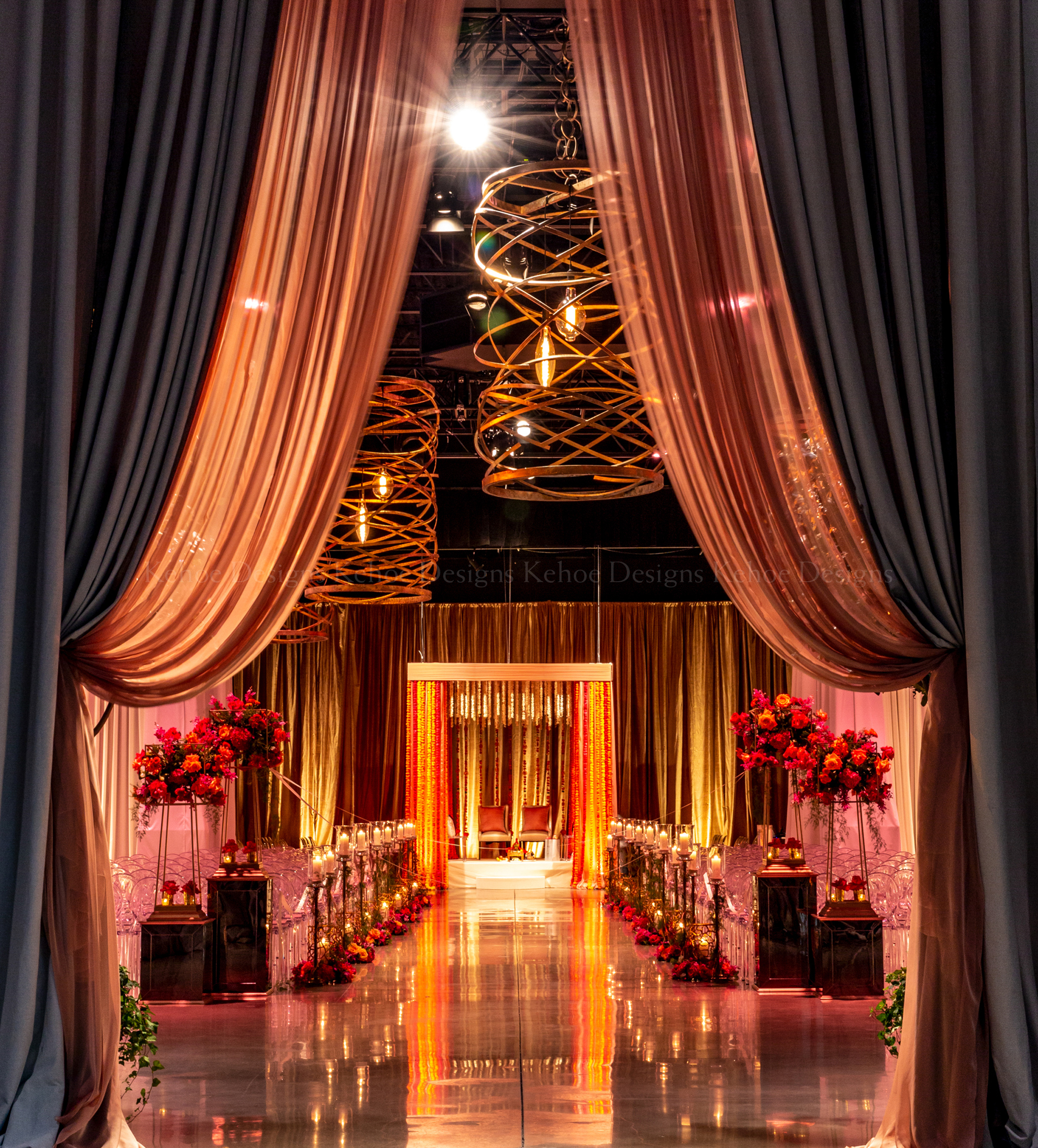 Kehoe Designs, The Geraghty, BlackOak Technical Productions, Luxury Wedding, Tropical Opulence, Indian Wedding, South Asian Wedding, South Asian Bride, Mandaps, Chicago Wedding Venue, Luxury Venue, Wedding, Bride and Groom, Colorful Wedding, 2020 Wedding Trends