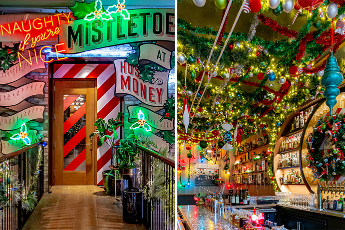 Hotel Zachary Holiday Decor in Chicago, Mistletoe at Hush Money