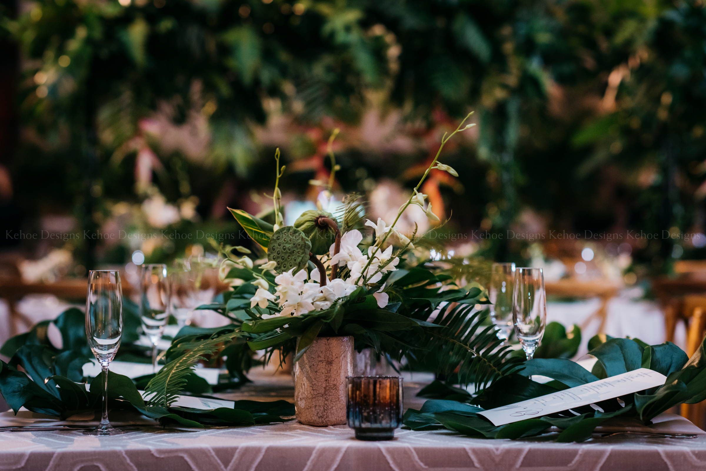 Greenery, Tropical Flowers, Exotic Greenery, Palms, All Green Wedding, Field Museum, Chicago Wedding, Wedding Inspiration, Wedding Decor, Timeless Wedding, Elegant Decor, Wedding Table Inspo, Wedding Style, Wedding Centerpiece, Bride and Groom, Engaged